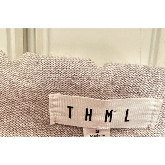 THML Anthropologie Womens Scalloped Top Beige‎ Neutral Small - Picture 3 of 9